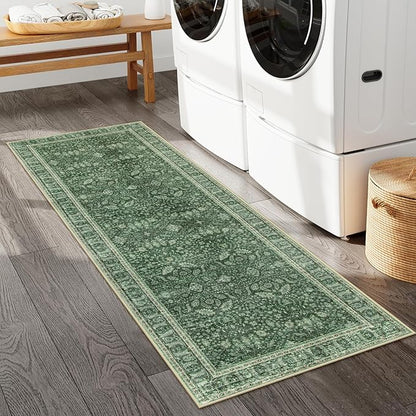 Lahome Vintage 2x6 Green Washable Kitchen Runner Rug, Soft Rug Runners - Image 6