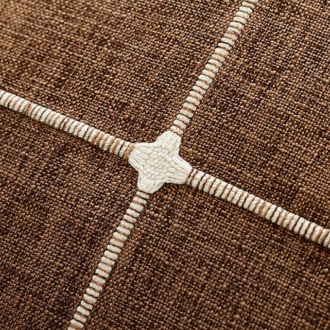 Foindtower Pack of 2 Decorative Faux Linen Jacquard Check Throw Pillow Covers - Image 2