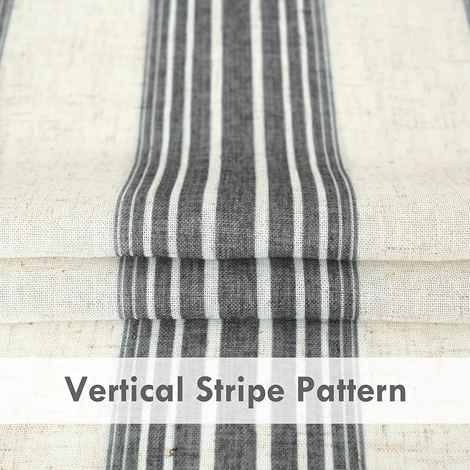 DriftAway Farmhouse Vertical Striped Linen Blend Textured Light Filtering Semi - Image 3