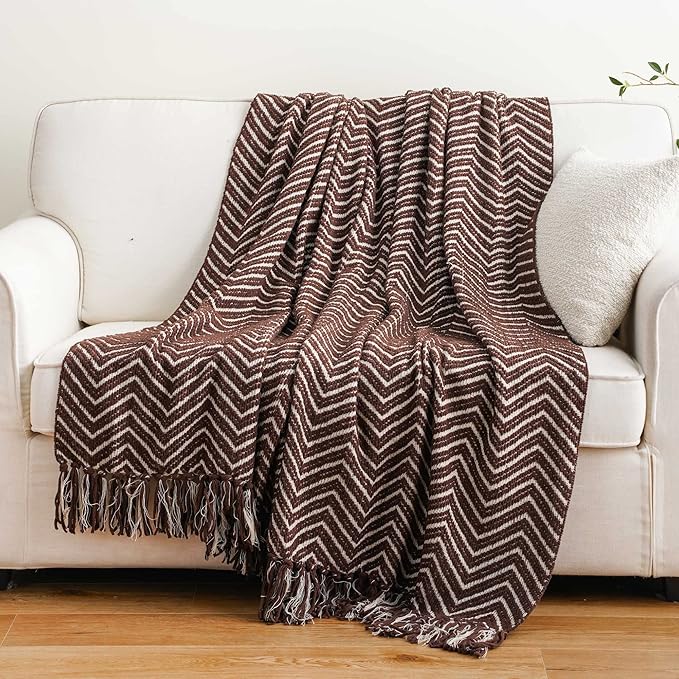 BATTILO HOME Chocolate Brown Throw Blanket by BATTILOHOME