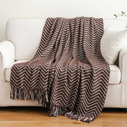 BATTILO HOME Chocolate Brown Throw Blanket by BATTILOHOME