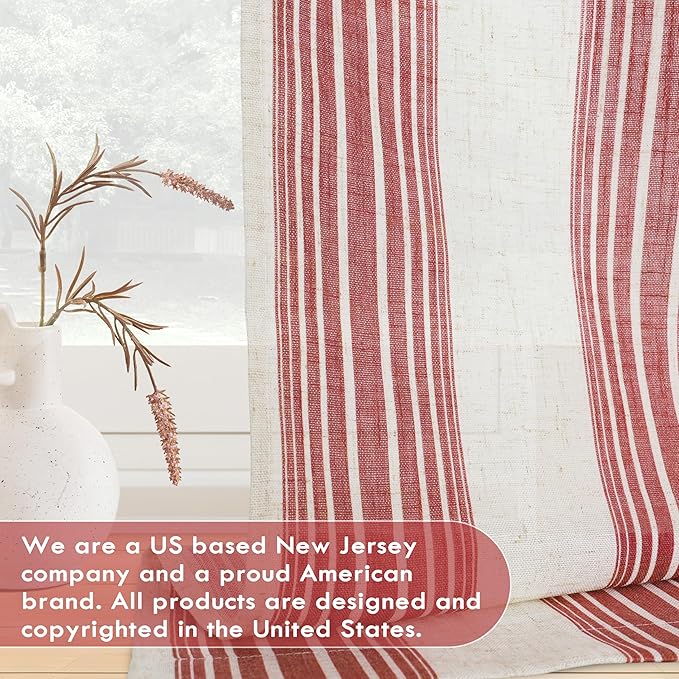 DriftAway Farmhouse Vertical Striped Linen Blend Textured Light Filtering Semi - Image 4