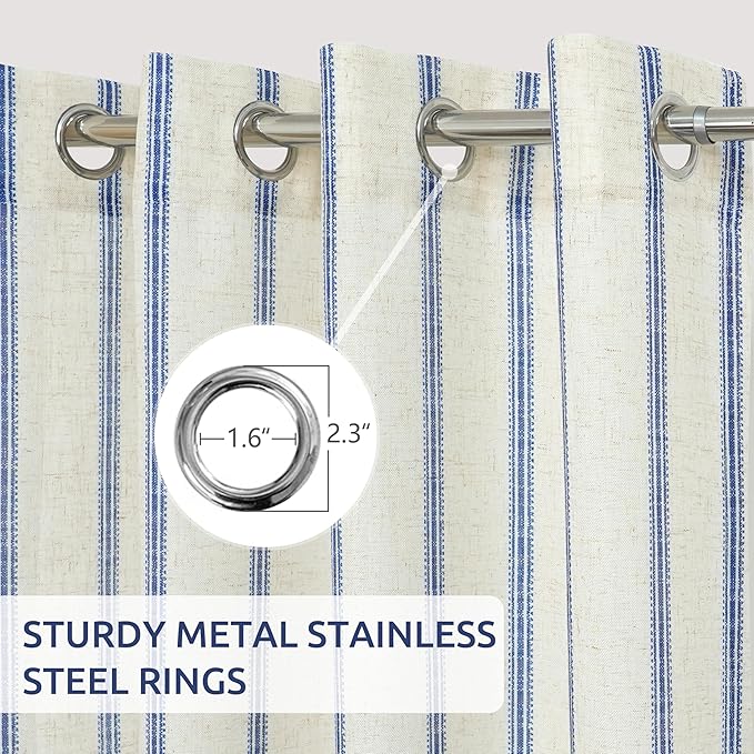 DriftAway Farmhouse Vertical Striped Linen Blend Textured Light Filtering Semi - Image 3