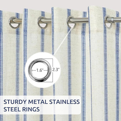 DriftAway Farmhouse Vertical Striped Linen Blend Textured Light Filtering Semi - Image 3