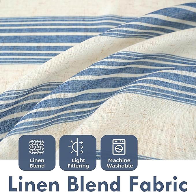 DriftAway Farmhouse Vertical Striped Linen Blend Textured Light Filtering Semi - Image 2