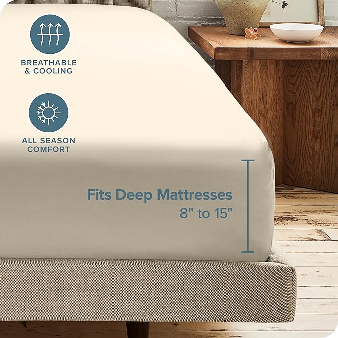 Bare Home 2-Pack Fitted Bottom Sheets Split King - Image 4