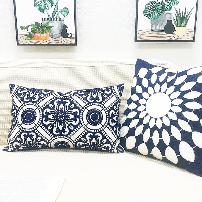 Slow Cow Linen Embroidery Lumbar Throw Pillow Cover Cushion Cover Floral - Image 2