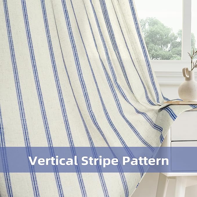 DriftAway Farmhouse Vertical Striped Linen Blend Textured Light Filtering Semi - Image 4