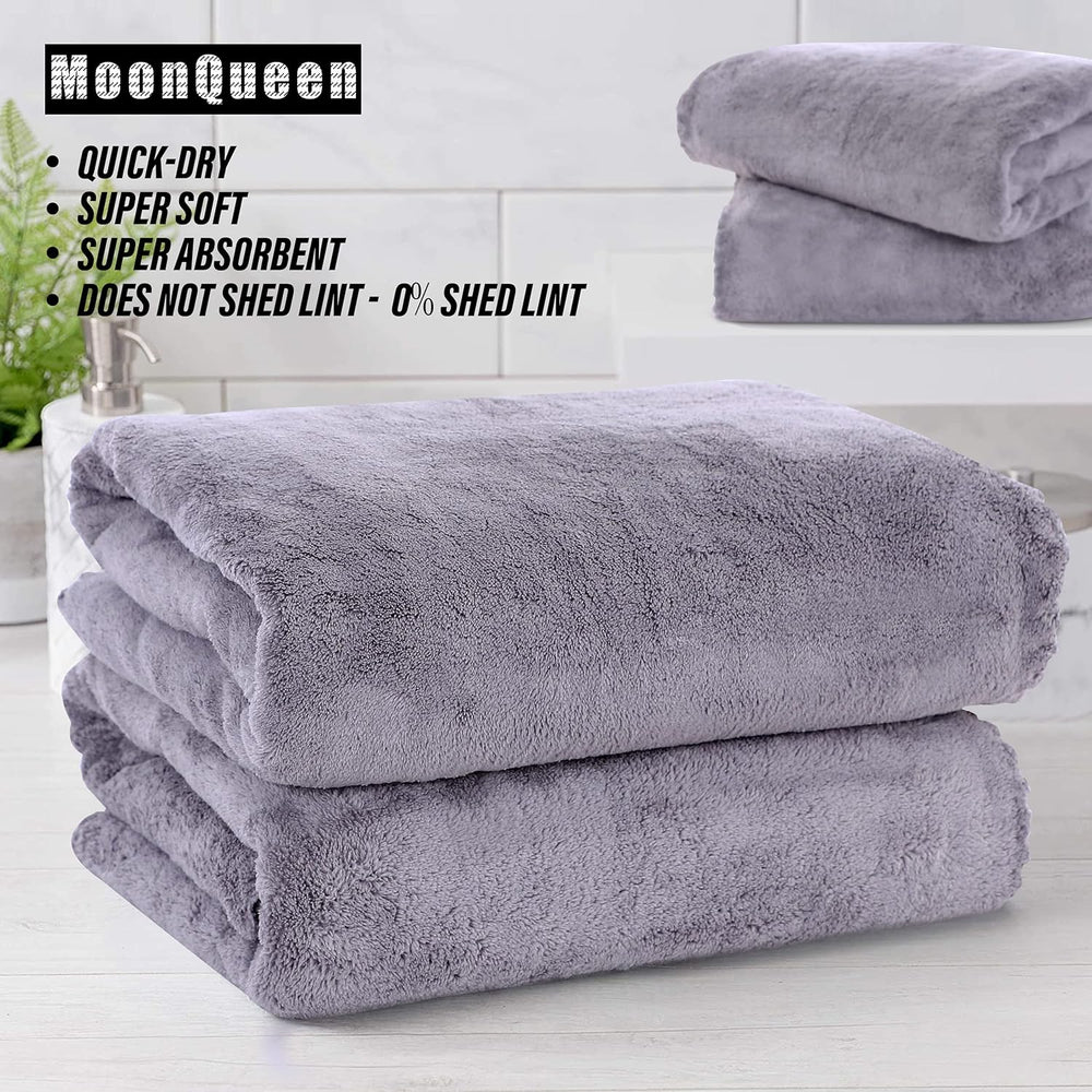 MOONQUEEN 6 Pack Premium Bath Towel Set - Quick Drying - Microfiber Coral Vel...