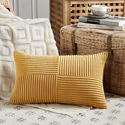 Fancy Homi 2 Packs Gold Yellow Lumbar Decorative Throw Pillow Covers 14x24 Inch - Image 2
