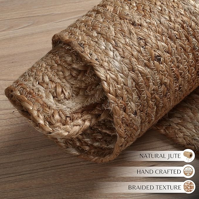 Ramanta Home Hand Woven Jute Braided Rug 2'x3' - Image 5