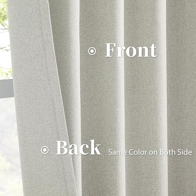 KEIQIAOSUOCAI Greyish Beige Linen Full Blackout Curtains 108 Inch Long 9 FT - Image 4