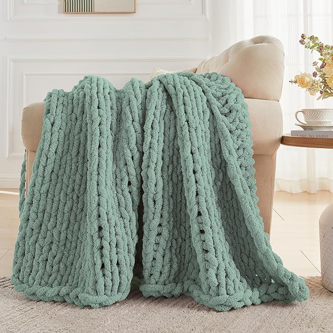 Carriediosa Chunky Knit Throw Blanket 60" X 80" Twin, 100% Hand Made Large - Image 5