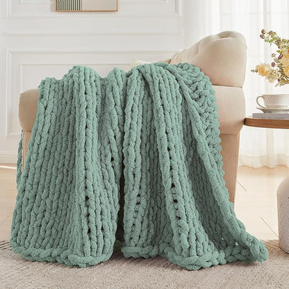 Carriediosa Chunky Knit Throw Blanket 60" X 80" Twin, 100% Hand Made Large - Image 5