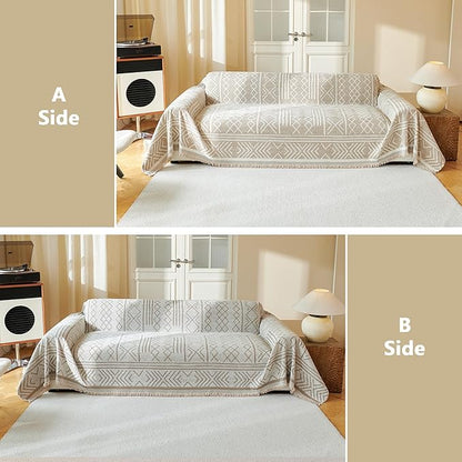 MEETSKY Boho Couch Cover Sofa Covers, Chenille Geometric Khaki Couch Covers - Image 6