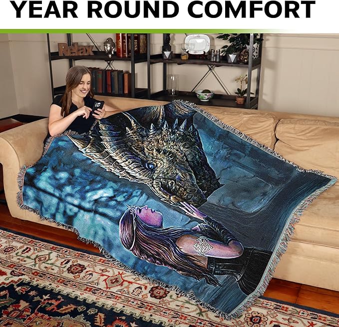 Pure Country Weavers Once Upon a Time Dragon Woven Blanket by Anne Stokes - Image 3