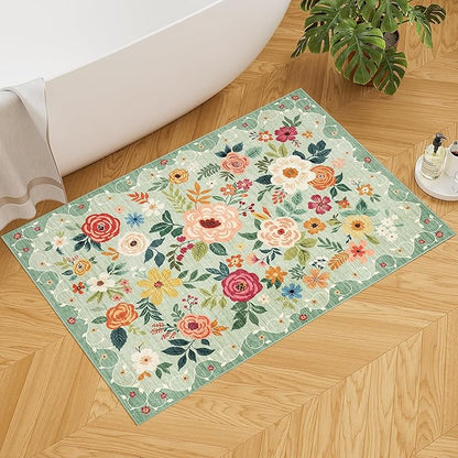 DUKINO 2x3 Rugs for Entryway, Floral Indoor Washable Front Door Mat, Non Slip - Image 4