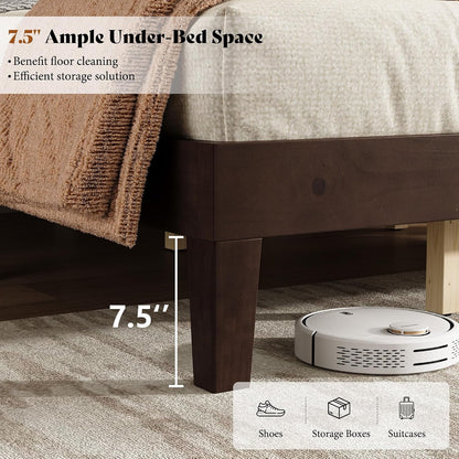 amerlife queen size solid wood bed frame with showing dimensions