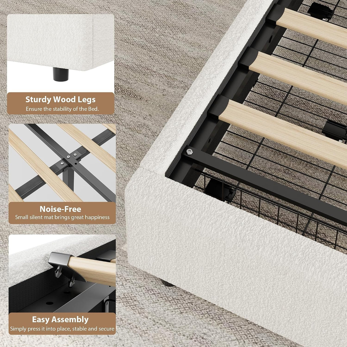 garvee full size bed frame with storage drawers, front angle view