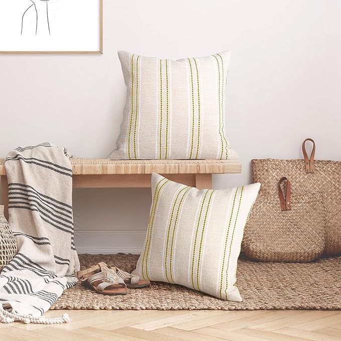 AELS 18x18 Decorative Farmhouse Linen Throw Pillow Covers, Boho Textured Pillow - Image 5