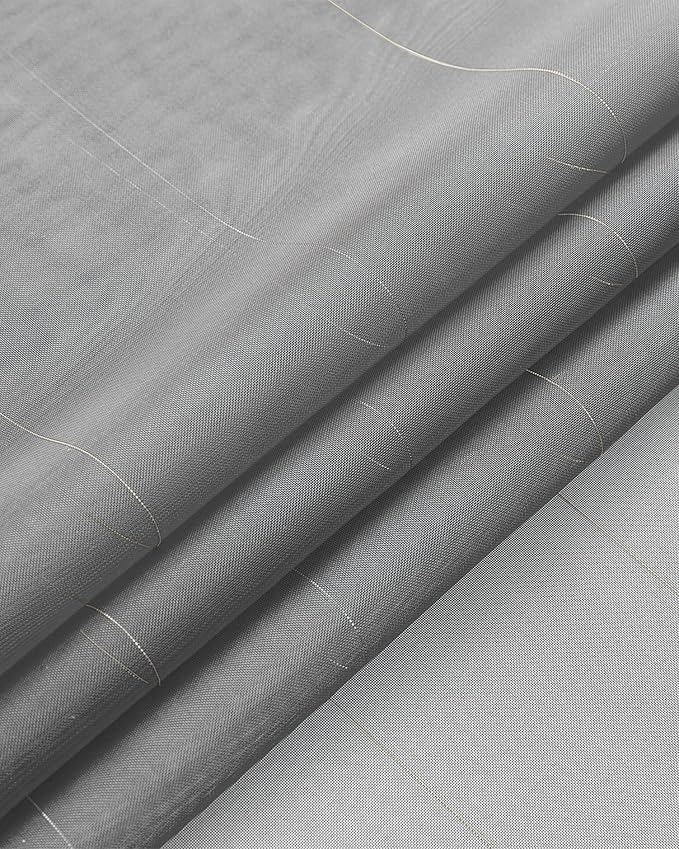 Foil Stripe Grey Sheer Curtains 84 inches Length 2 Panels - Image 4