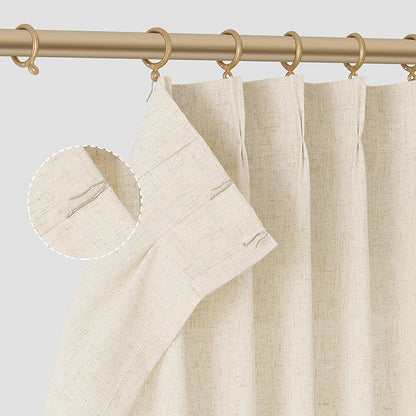 Beige 102 Inch Long Curtains Pinch Pleat Linen Curtains - Image 5