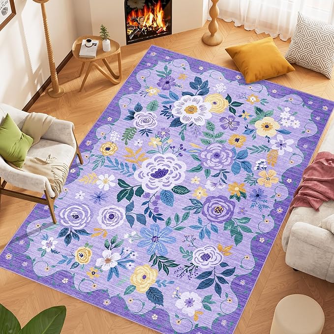 DUKINO 6x9 Area Rug, Floral Rugs - Image 3