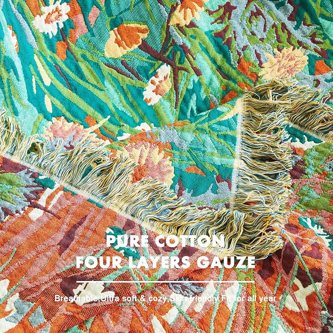 MSGKV Boho Throw Blanket 60"x80" Floral Blankets - Image 7