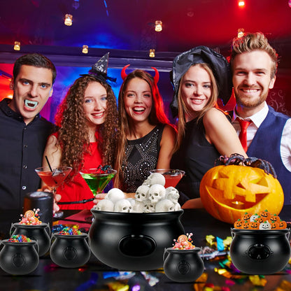 Halloween Large Cauldron Kettles, 4 in 1 [12.6"+7.7" +5.7"+ 5.7 "] Witch Cauldrons, Plastic Black Witch Pot, Treats & Punch Bowl, Candy Holder, Halloween Party Favor for Indoor Outdoor Decoration