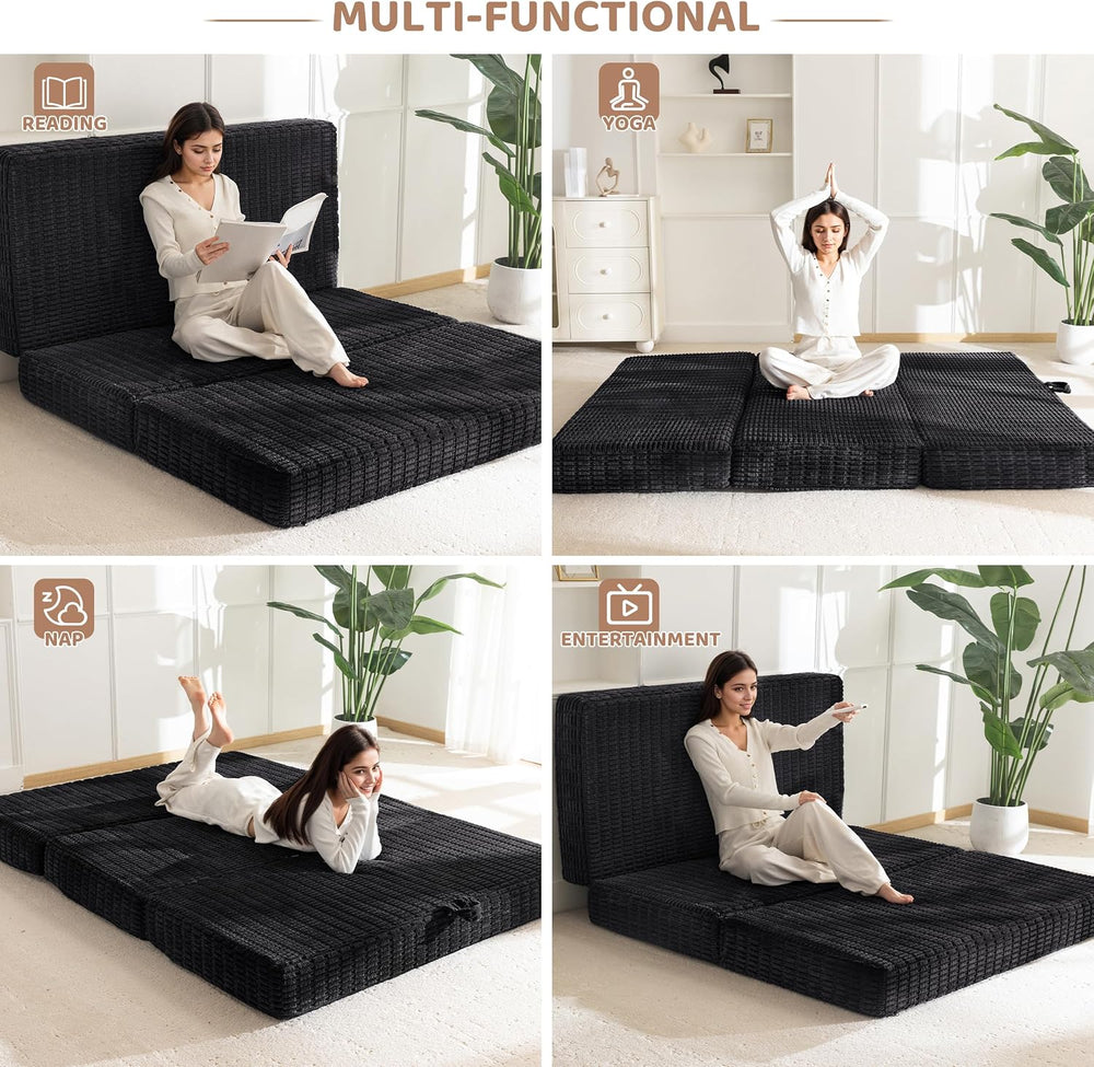BYBYME Memory Foam Tri-Folding Mattress, 6 Inch Gel Folding Mattress Topper, ...