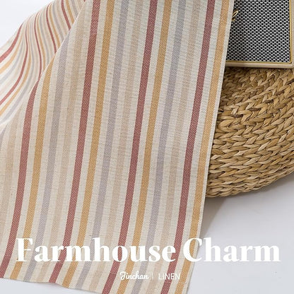 jinchan Colorful Striped Linen Kitchen Curtains 24 Inch Christmas Decorations - Image 9