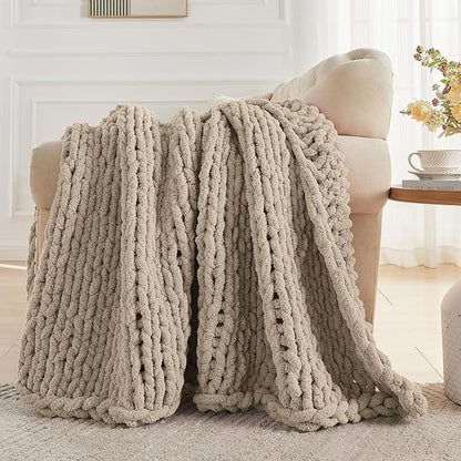 Carriediosa Chunky Knit Throw Blanket 60" X 80" Twin, 100% Hand Made Large - Image 5