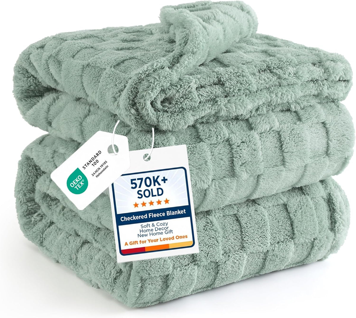 bedsure checkered soft cozy full blanket for bed, main product view