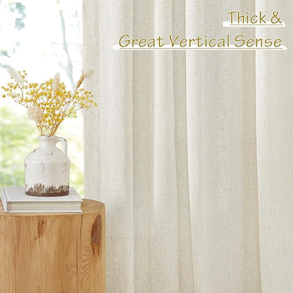 NICETOWN Natural Linen Curtains & Drapes 96 inches Long 2 Panels Set, Rod - Image 7
