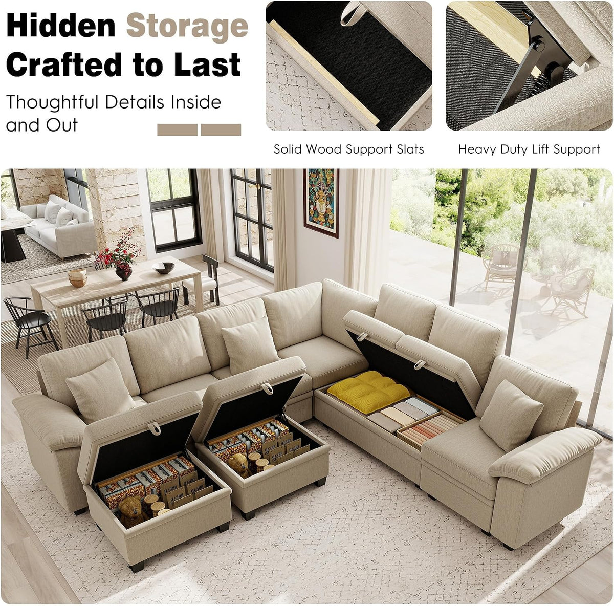 ihanherry 108" modular sectional sofa with pull out, package contents