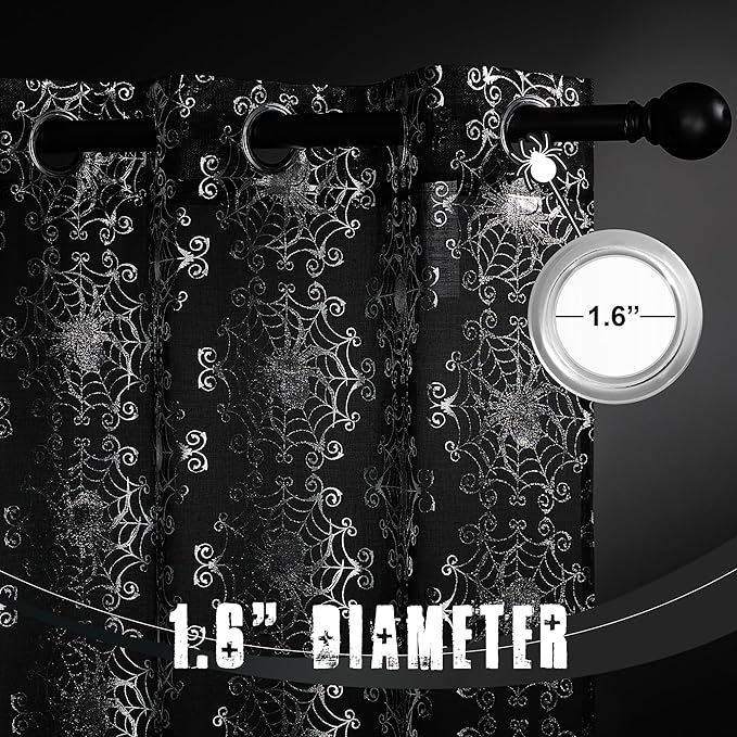 NICETOWN Semi Sheer Black Curtains - Image 3