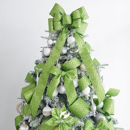 HUIHUANG Lime Green Glitter Wired Ribbon - Image 4