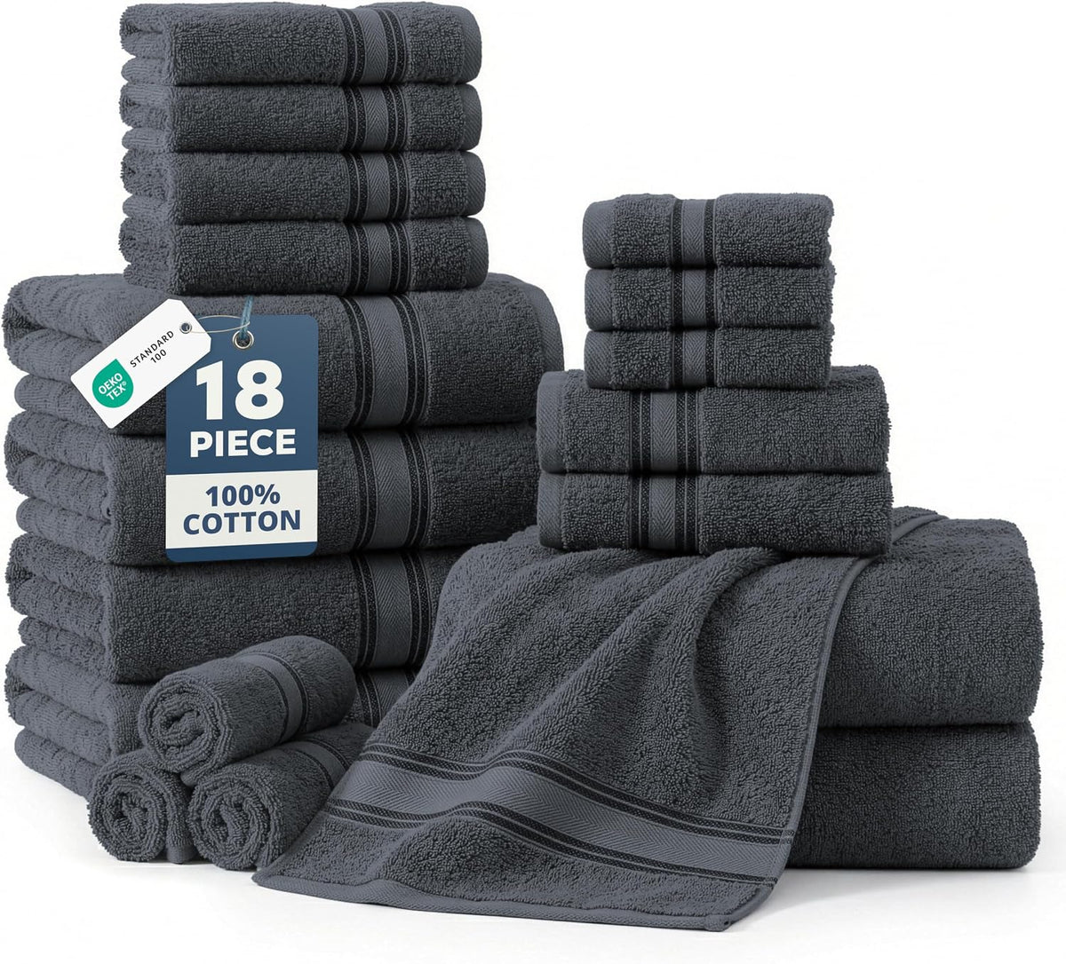 lane linen towel set for bathroom 18 piece, main product view