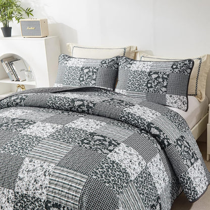 mybedsoul boho quilt king size, patchwork bedding set shown in use
