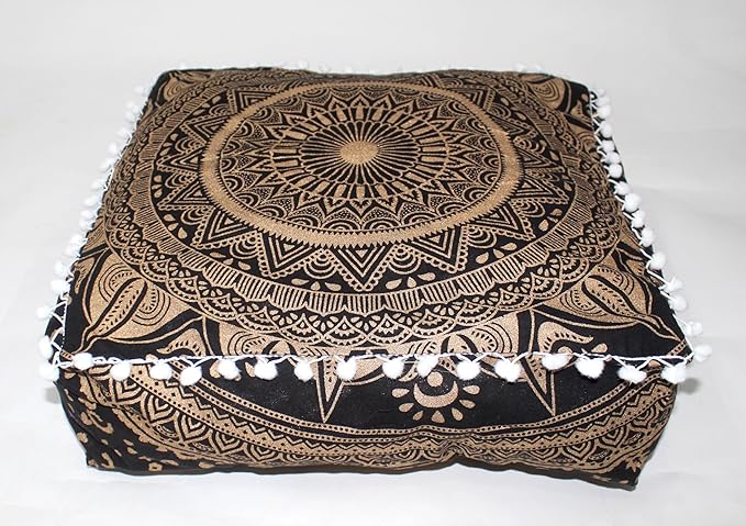 CRAFT KALA 24" Square Large Hippie Mandala Meditation Floor Ottoman Pillow - Image 9