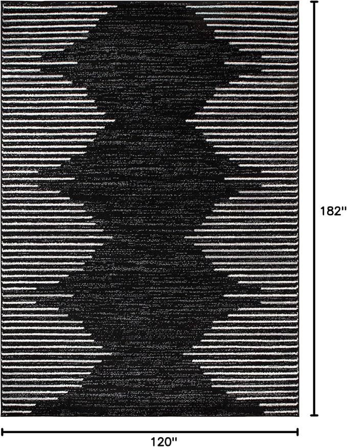 Rugshop Bohemian Stripe Stain Resistant High Traffic Living Room Kitchen - Image 2