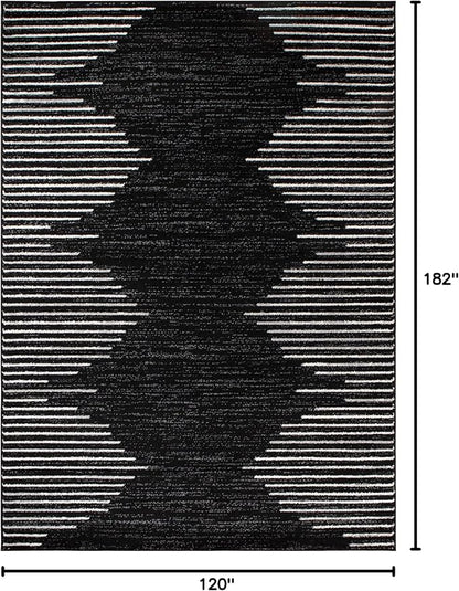 Rugshop Bohemian Stripe Stain Resistant High Traffic Living Room Kitchen - Image 2