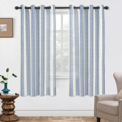 DriftAway Farmhouse Vertical Striped Linen Blend Textured Light Filtering Semi by DriftAway