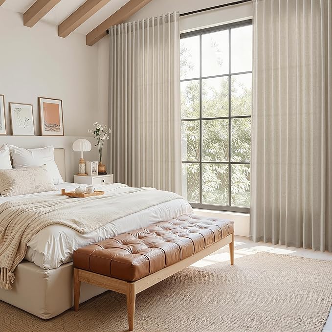 Nanspring Modern Farmhouse Linen Curtains 96 Inches Long - Image 7