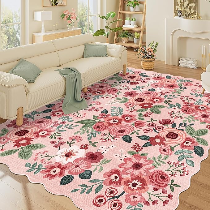 DUKINO 8x10 Area Rug, Floral Washable Rugs by DUKINO