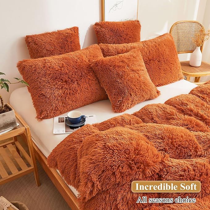 XeGe Faux Fur Throw Pillow Covers, Luxury Fluffy Plush Pillow Cases, Shaggy - Image 5