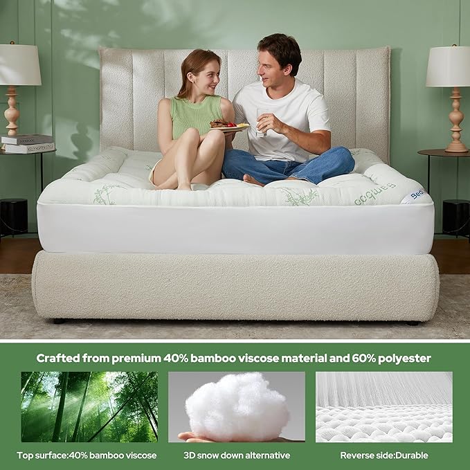 BEDLORE California King Mattress Topper Viscose Derived from Bamboo, Thick - Image 3