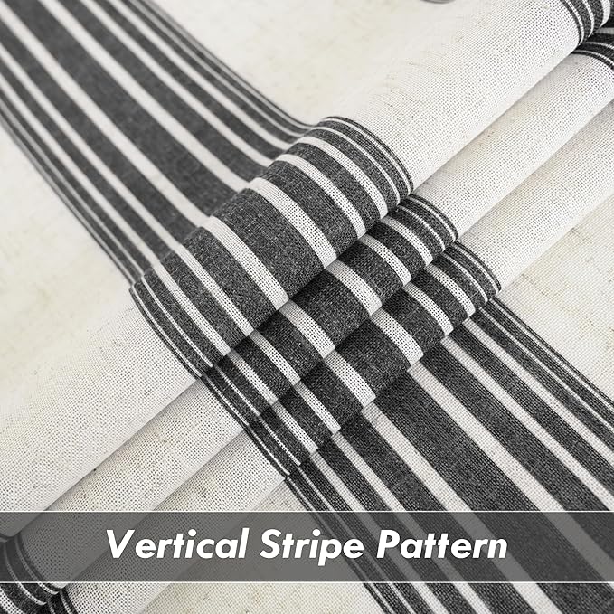 DriftAway Farmhouse Vertical Striped Linen Blend Textured Light Filtering Semi - Image 4