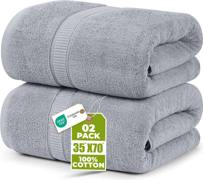 utopia towels jumbo bath sheets 2 pack, 35x70 shown in use