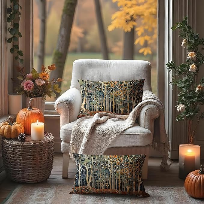 Rustic Autumn Forest Pillow Covers 20x12 Set of 2, Fall Home Room Decor - Image 3